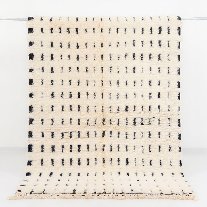 Authentic Custom Beni Ourain Rug | Minimalist Black &amp; White Grid