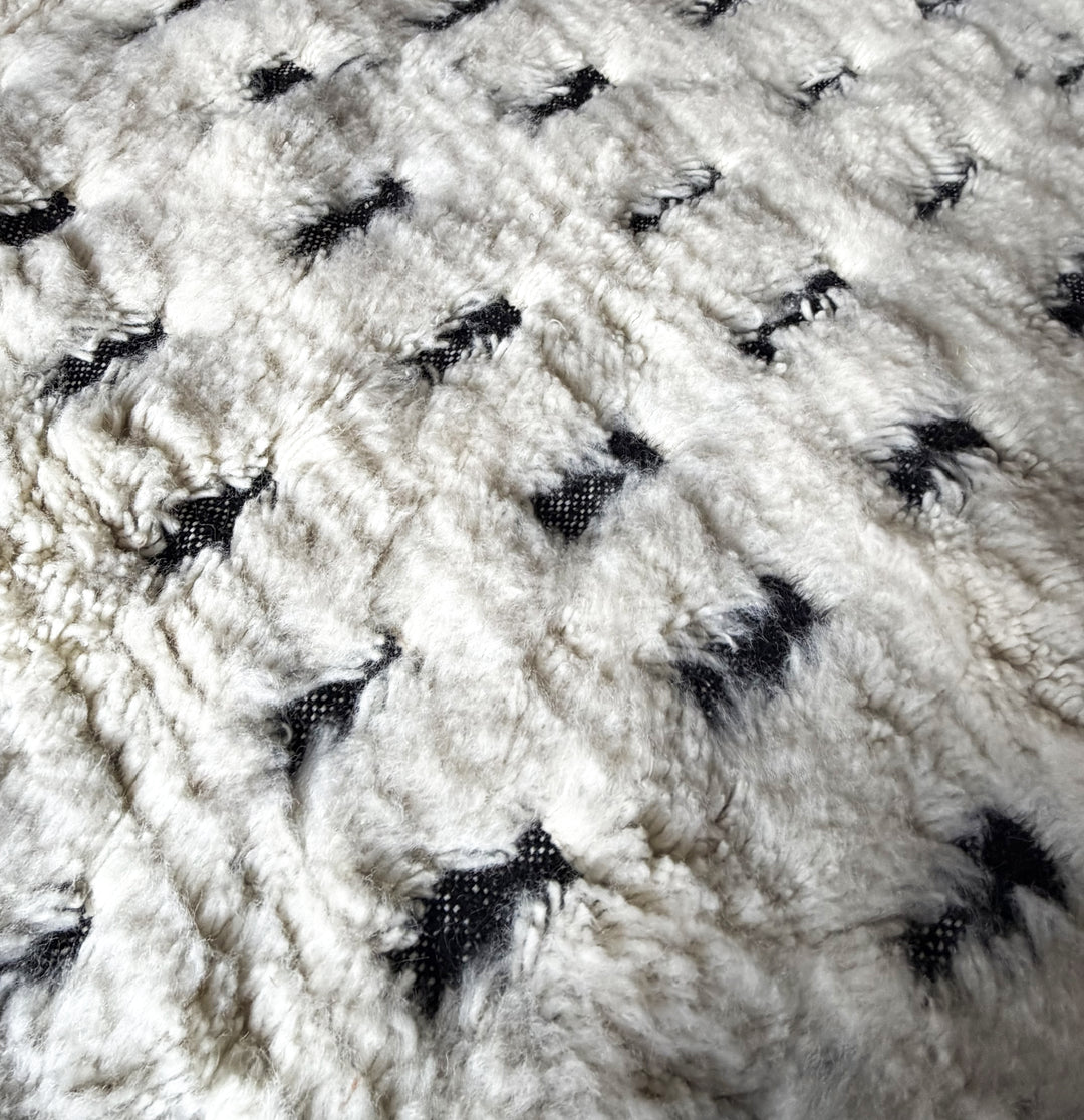 Authentic Custom Beni Ourain Rug | Minimalist Black &amp; White Grid