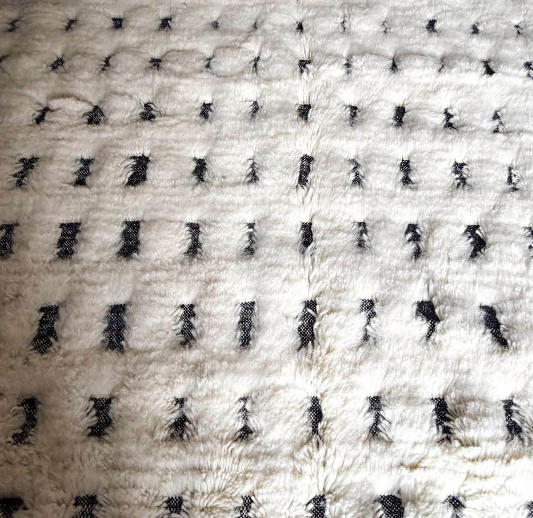Authentic Custom Beni Ourain Rug | Minimalist Black &amp; White Grid