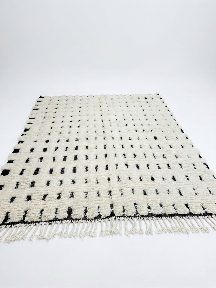 Authentic Custom Beni Ourain Rug | Minimalist Black &amp; White Grid