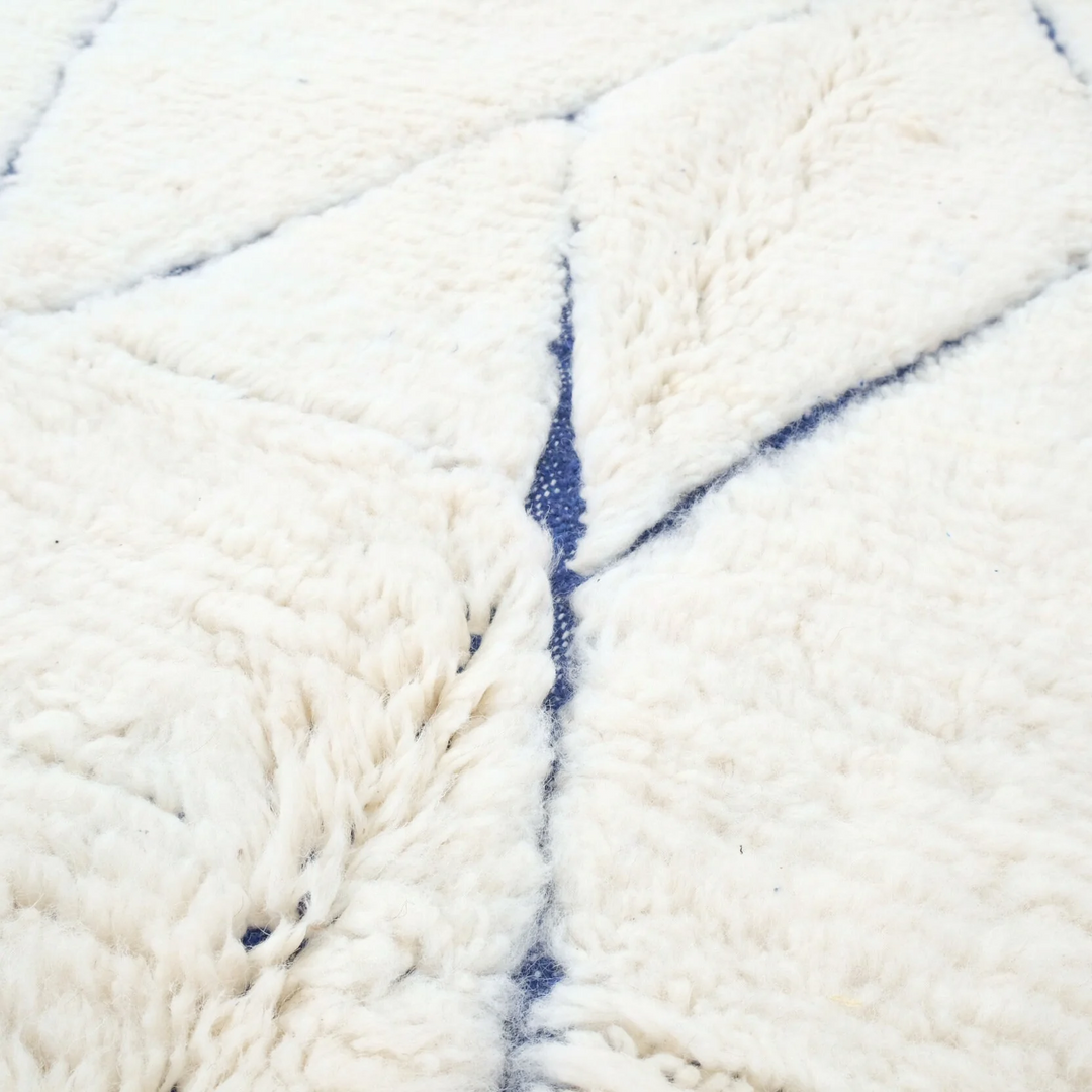 Authentic Custom Beni Ourain Rug | Minimalist Blue Diamond Motif