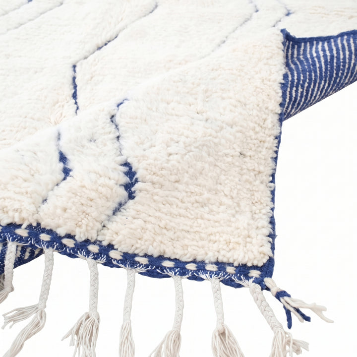 Custom Beni Ourain Rug | Minimalist Blue Diamond Motif