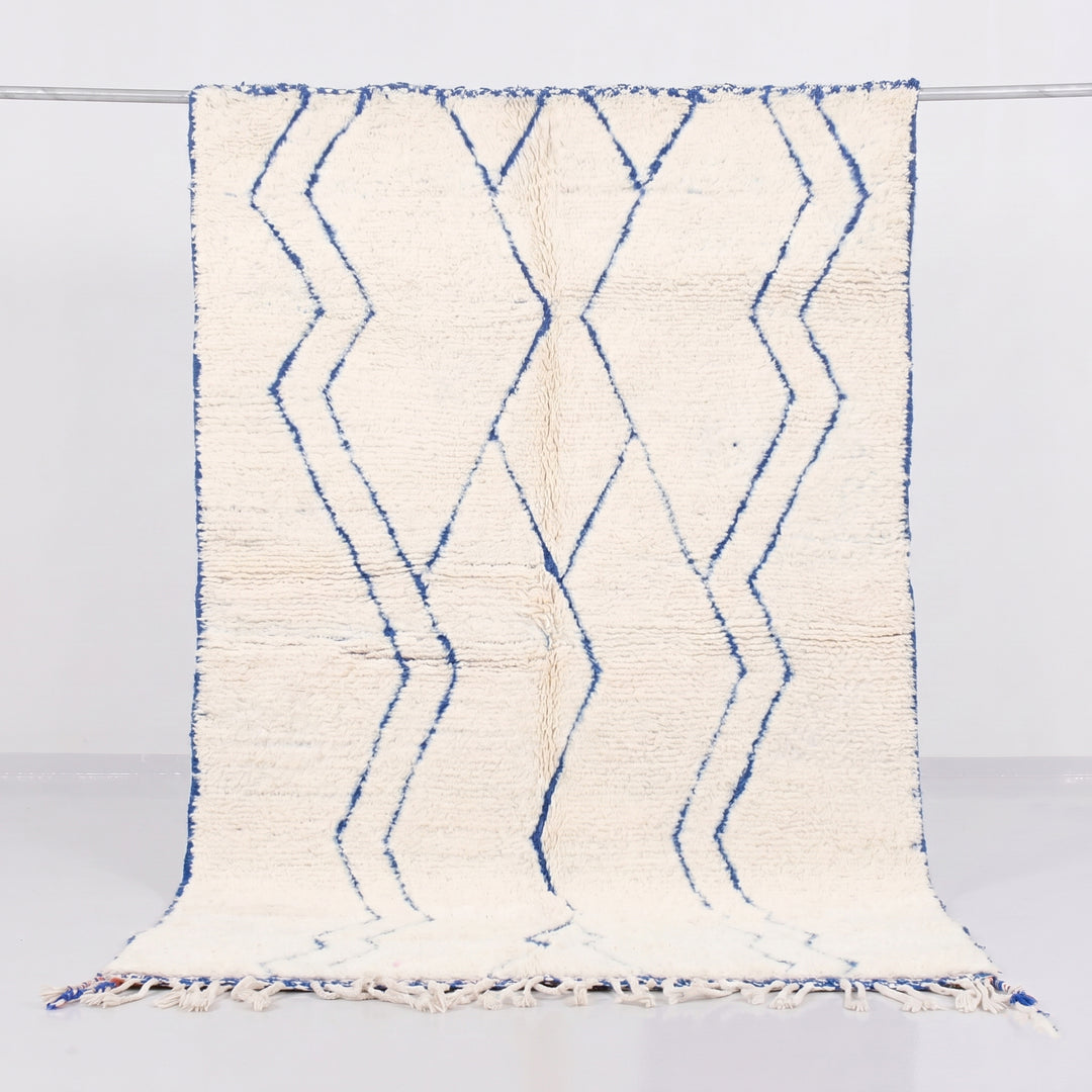 Authentic Custom Beni Ourain Rug | Minimalist Blue Diamond Motif