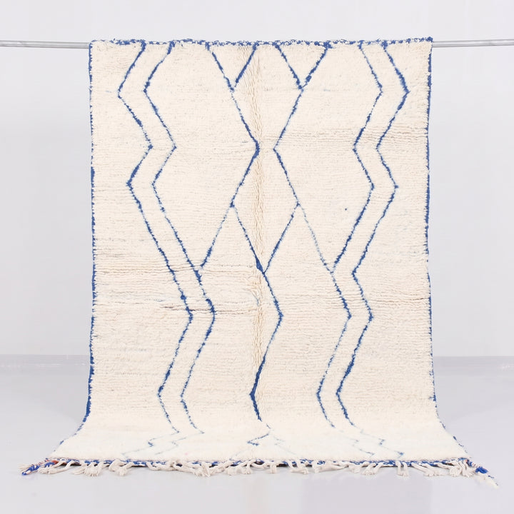 Authentic Custom Beni Ourain Rug | Minimalist Blue Diamond Motif