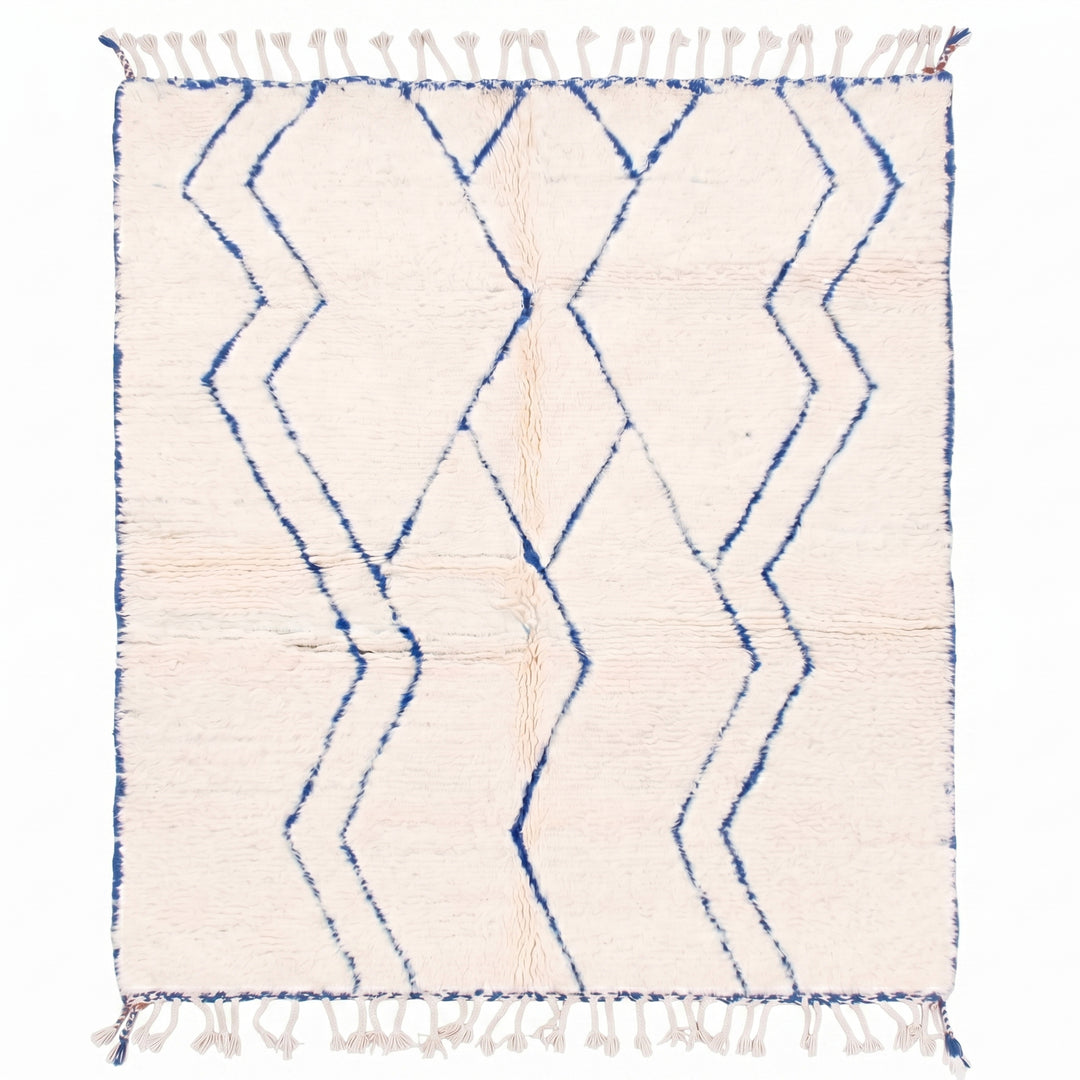Custom Beni Ourain Rug | Minimalist Blue Diamond Motif