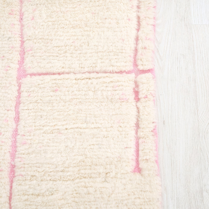 Authentic Custom Beni Ourain Rug | Cream &amp; Pink Modern Geometric Maze