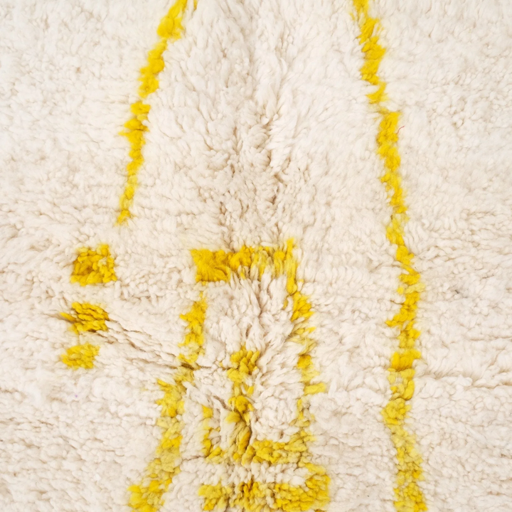 Authentic Custom Beni Ourain Rug | Minimalist Bright Yellow Berber Motif