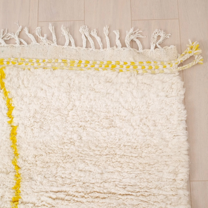 Authentic Custom Beni Ourain Rug | Minimalist Bright Yellow Berber Motif