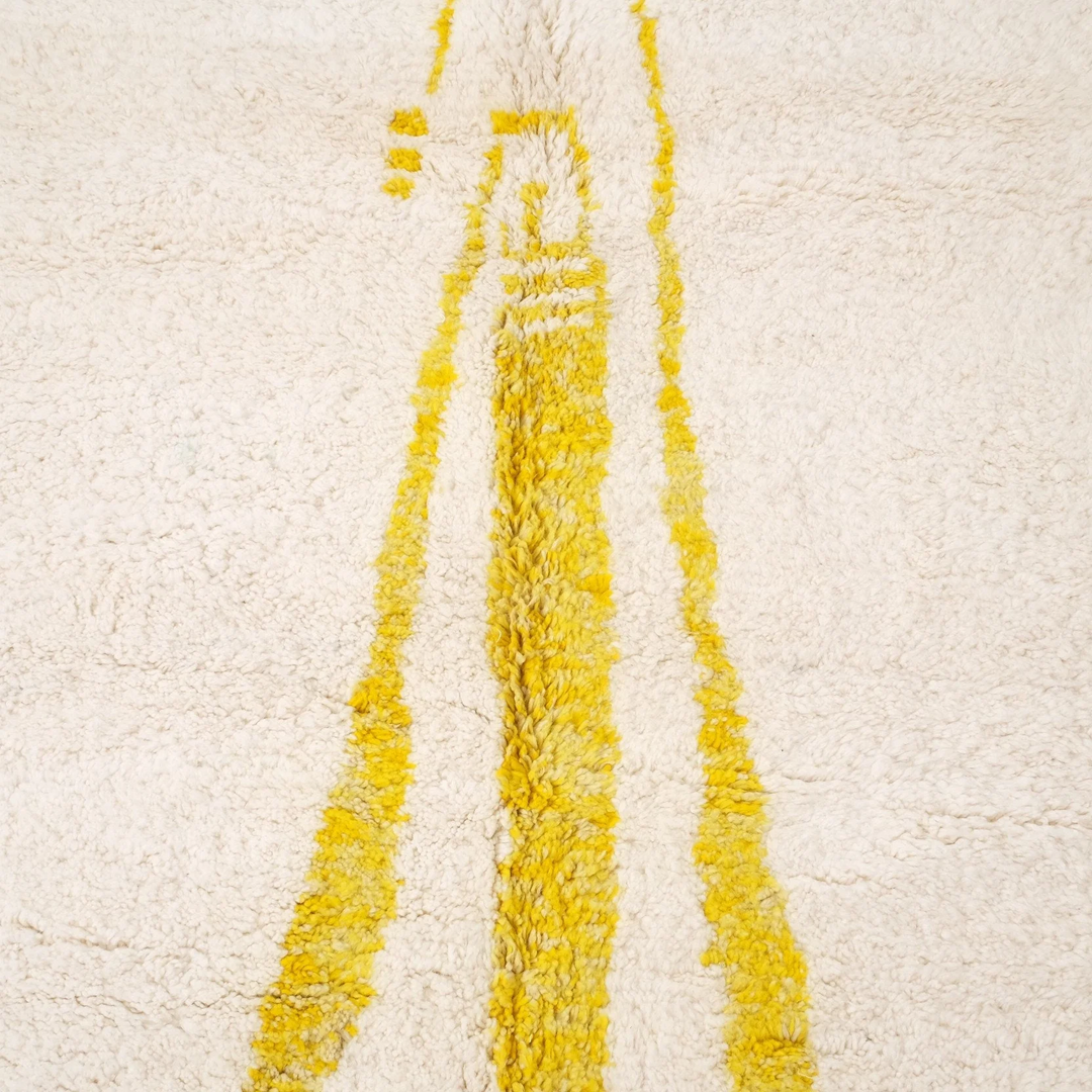 Authentic Custom Beni Ourain Rug | Minimalist Bright Yellow Berber Motif