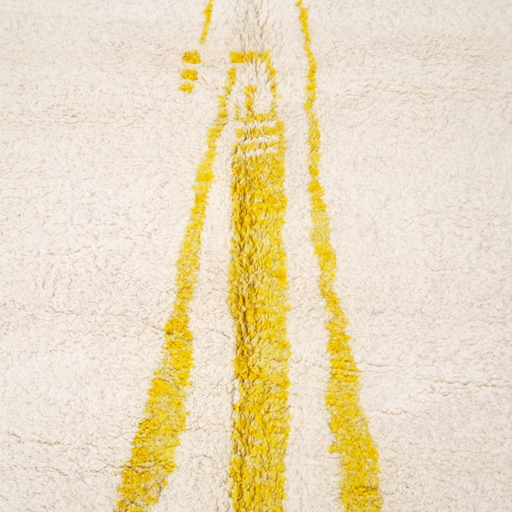 Authentic Custom Beni Ourain Rug | Minimalist Bright Yellow Berber Motif