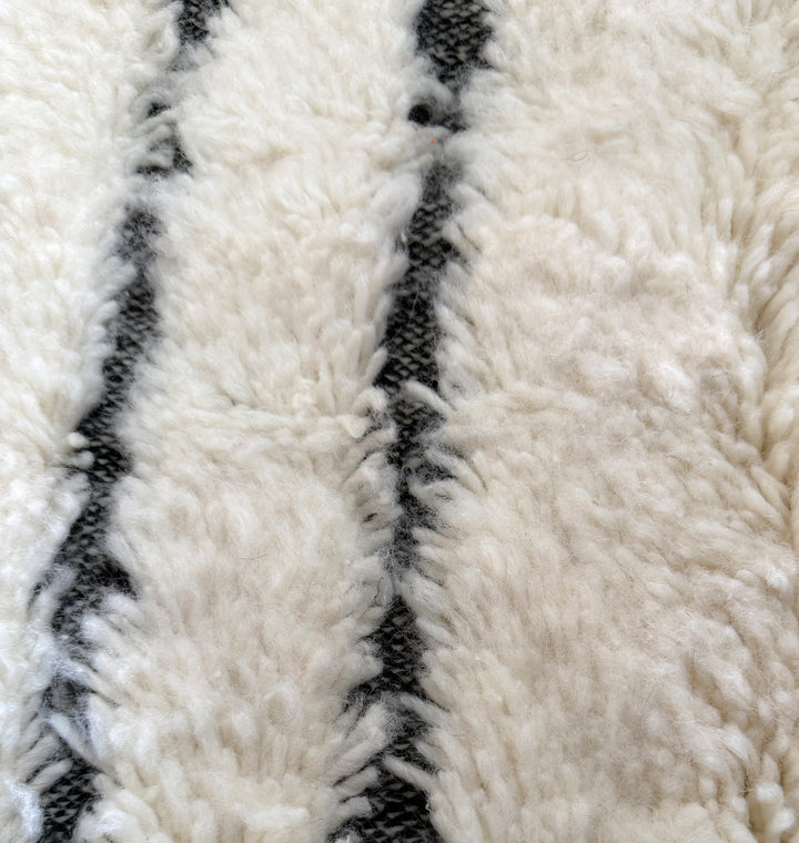 Authentic Custom Beni Ourain Rug | Minimalist Camel Color Block &amp; Black Lines