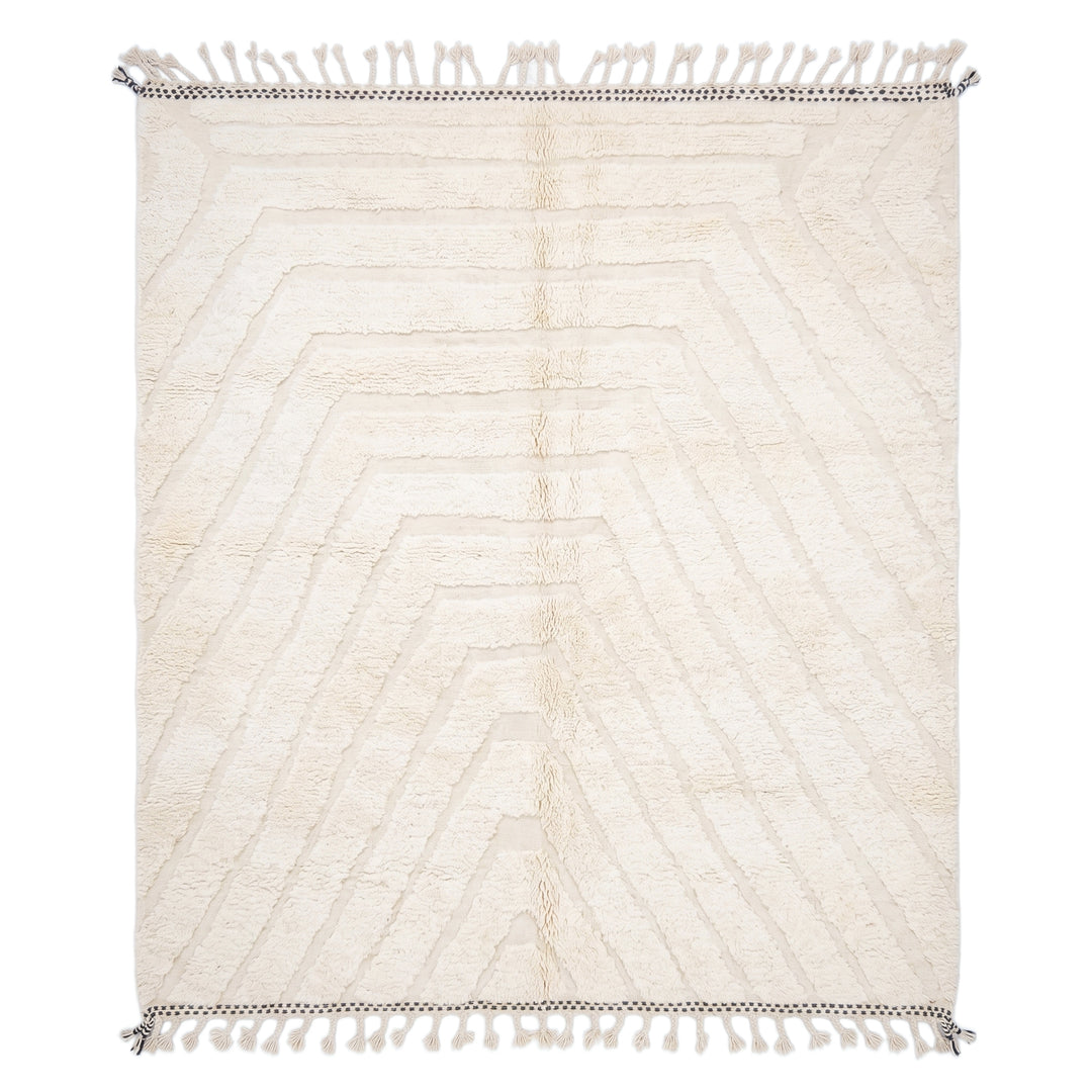 Authentic Custom Beni Ourain Rug | Minimalist Carved Ivory