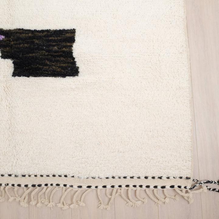 Custom Beni Ourain Rug | Minimalist Cream with Abstract Modern Art