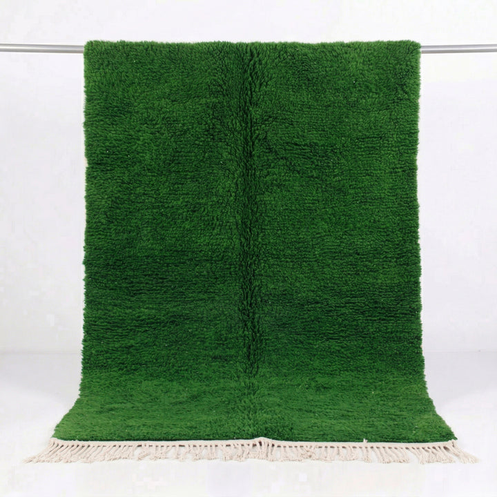 Authentic Custom Beni Ourain Rug | Minimalist Deep Forest Green