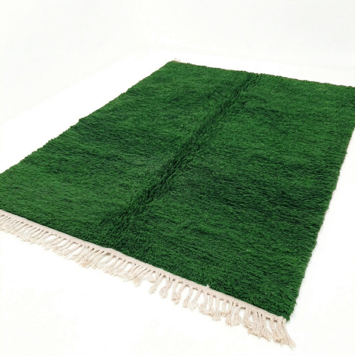 Authentic Custom Beni Ourain Rug | Minimalist Deep Forest Green