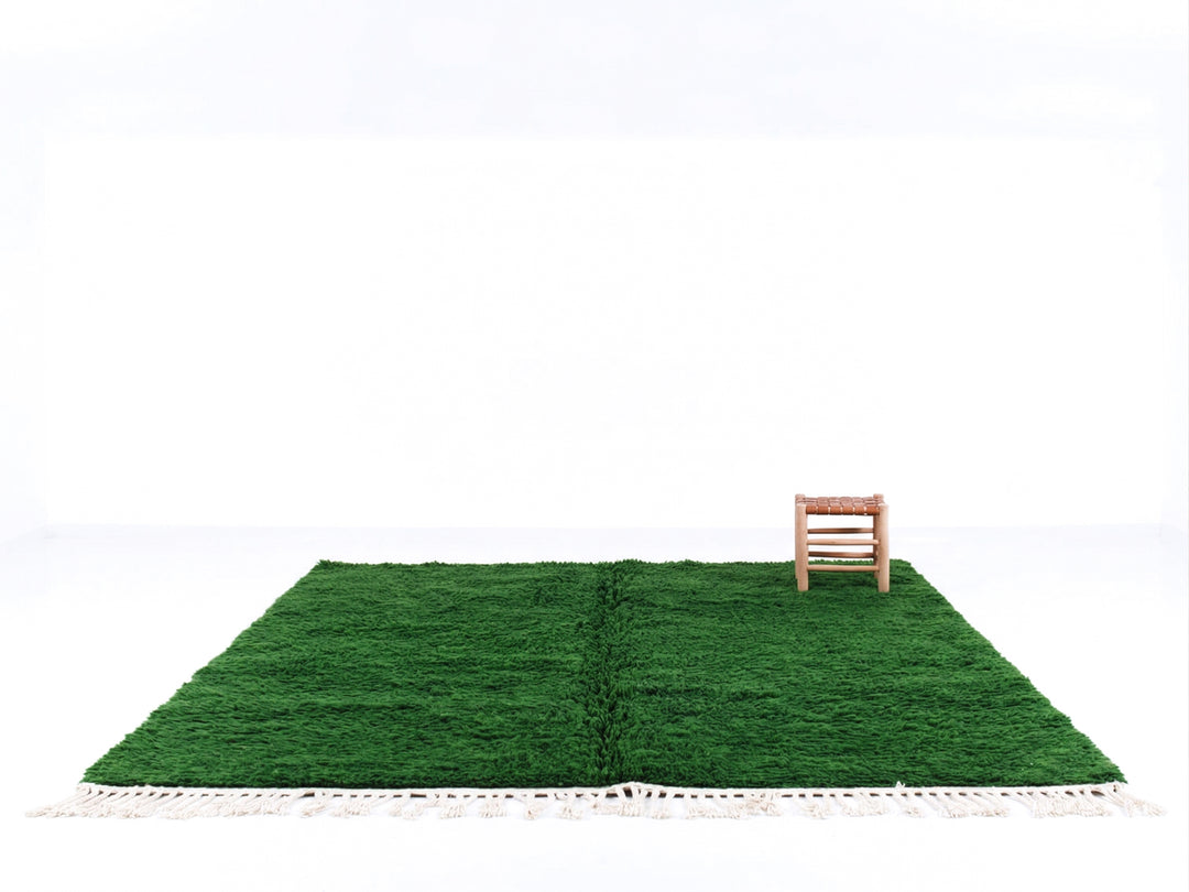 Authentic Custom Beni Ourain Rug | Minimalist Deep Forest Green