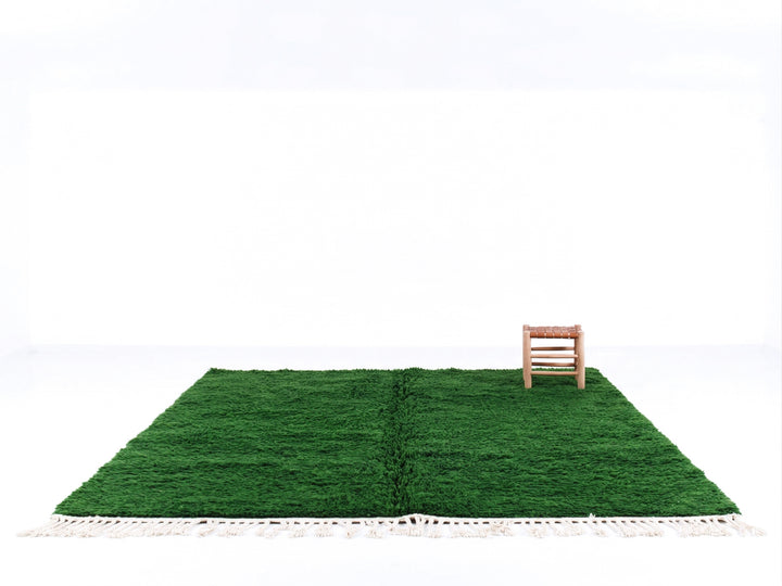 Authentic Custom Beni Ourain Rug | Minimalist Deep Forest Green