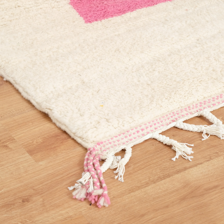Authentic Custom Beni Ourain Rug | Minimalist Pink &amp; Sage Green Color Block