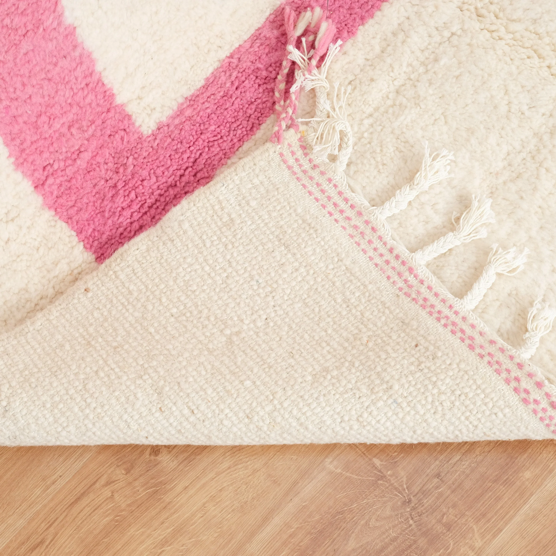 Authentic Custom Beni Ourain Rug | Minimalist Pink &amp; Sage Green Color Block