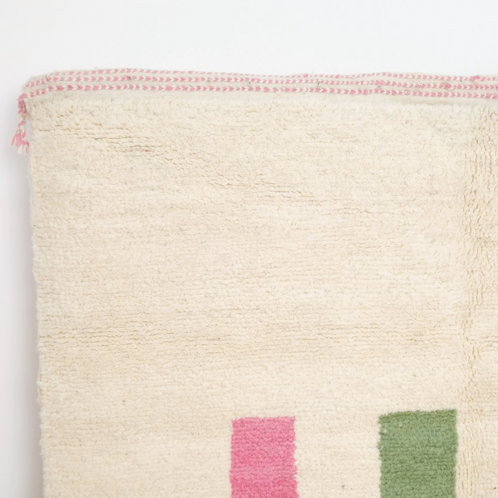 Authentic Custom Beni Ourain Rug | Minimalist Pink &amp; Sage Green Color Block