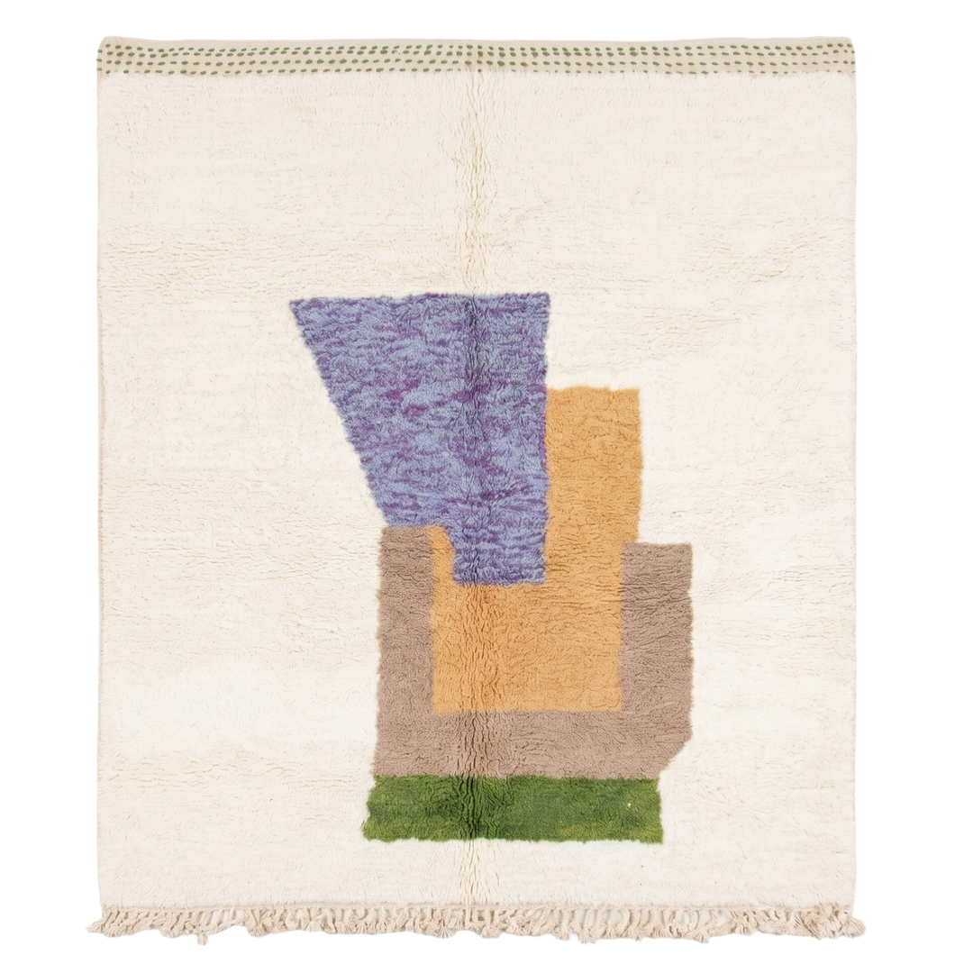 Authentic Custom Beni Ourain Rug | Modern Abstract Color Block