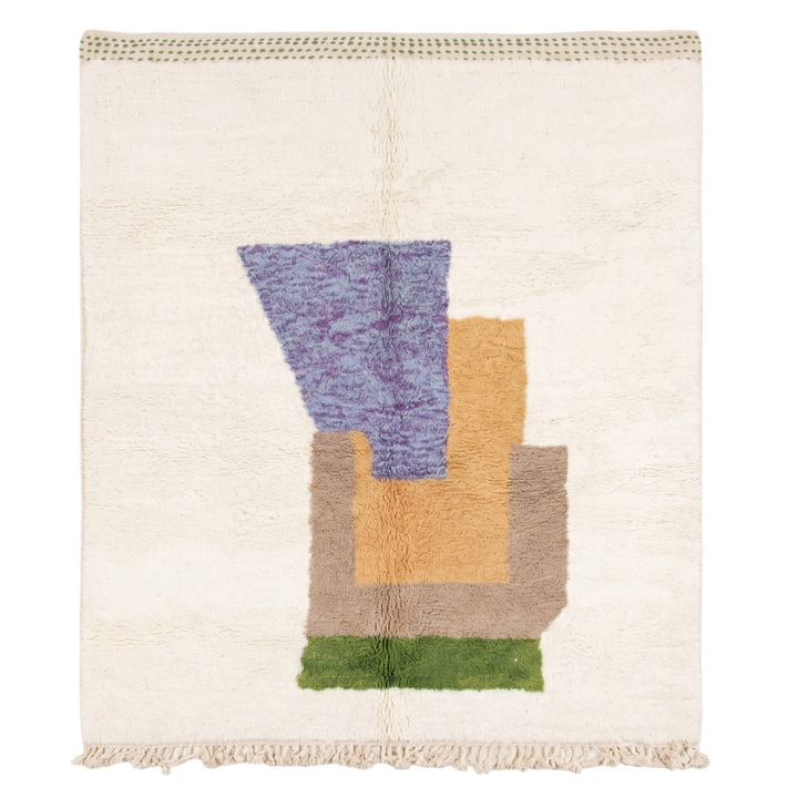 Authentic Custom Beni Ourain Rug | Modern Abstract Color Block