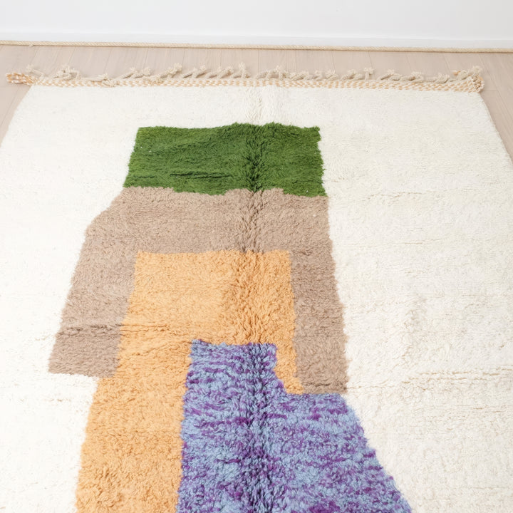Tapis rond marocain sur mesure – Bloc de couleurs abstrait moderne