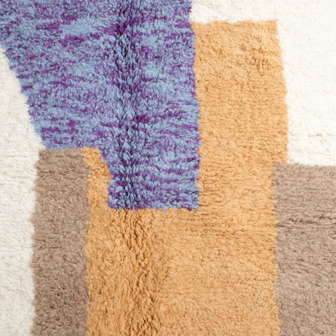 Tapis rond marocain sur mesure – Bloc de couleurs abstrait moderne