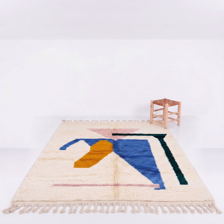 Authentic Custom Beni Ourain Rug | Modern Abstract Geometric Shag