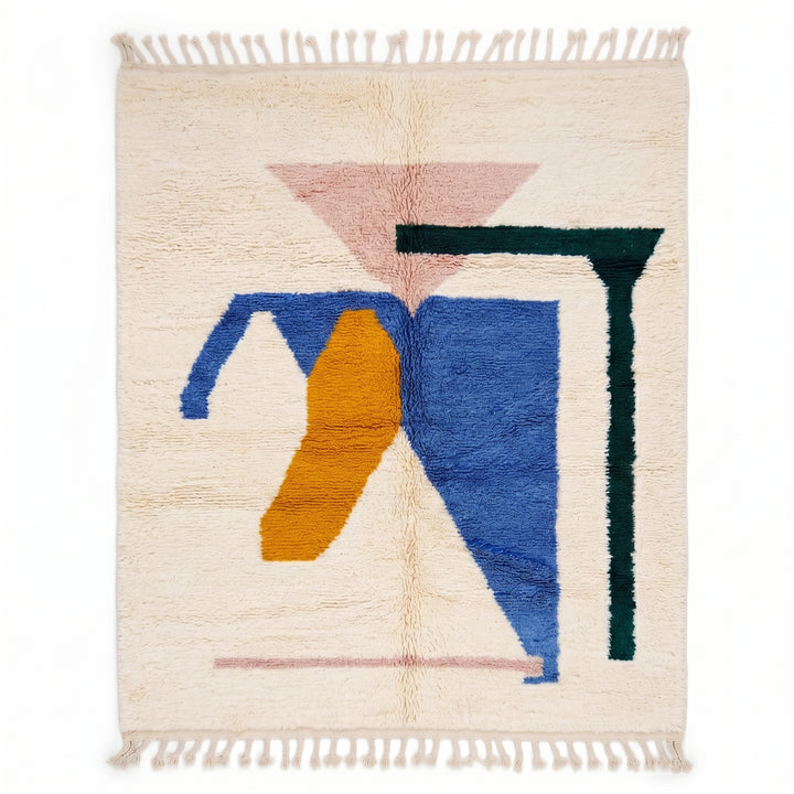 Authentic Custom Beni Ourain Rug | Modern Abstract Geometric Shag
