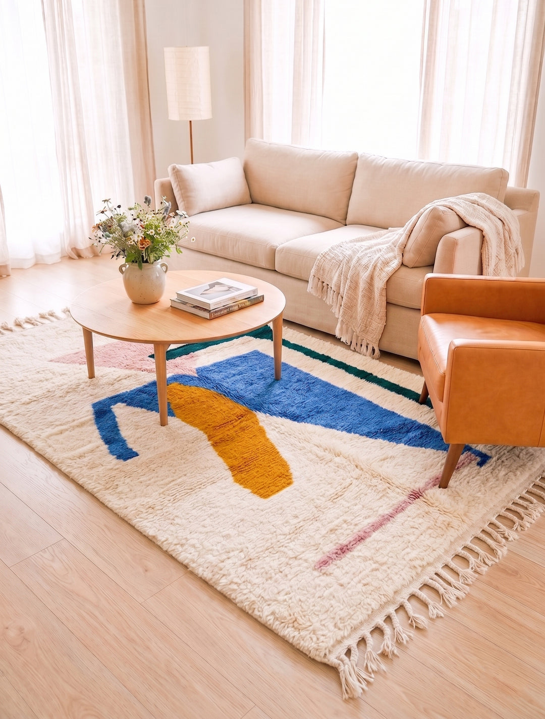 Authentic Custom Beni Ourain Rug | Modern Abstract Geometric Shag