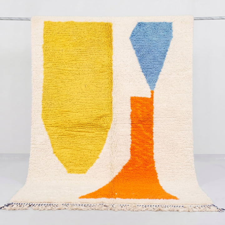 Custom Beni Ourain Rug | Modern Art Design in Yellow, Orange &amp; Blue