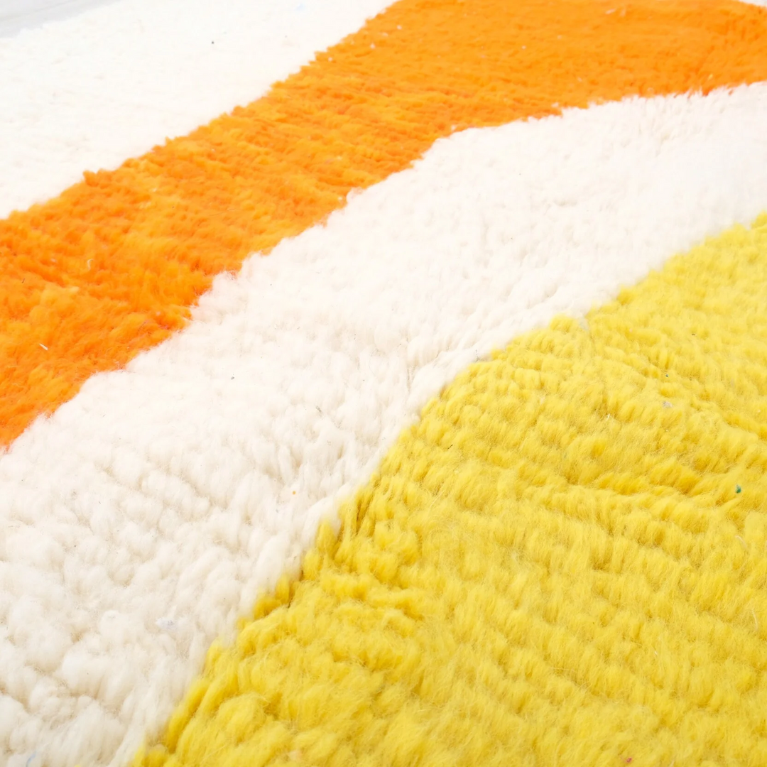 Custom Beni Ourain Rug | Modern Art Design in Yellow, Orange &amp; Blue