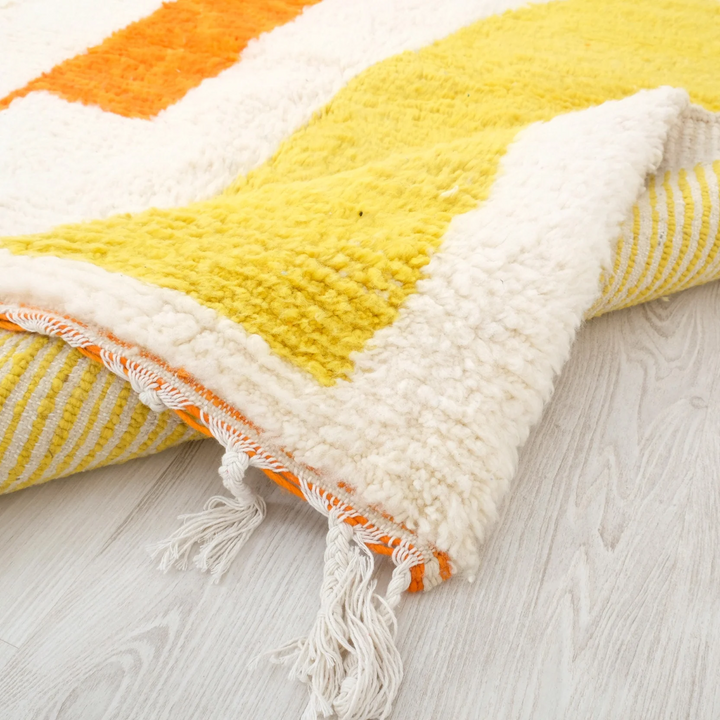 Custom Beni Ourain Rug | Modern Art Design in Yellow, Orange &amp; Blue