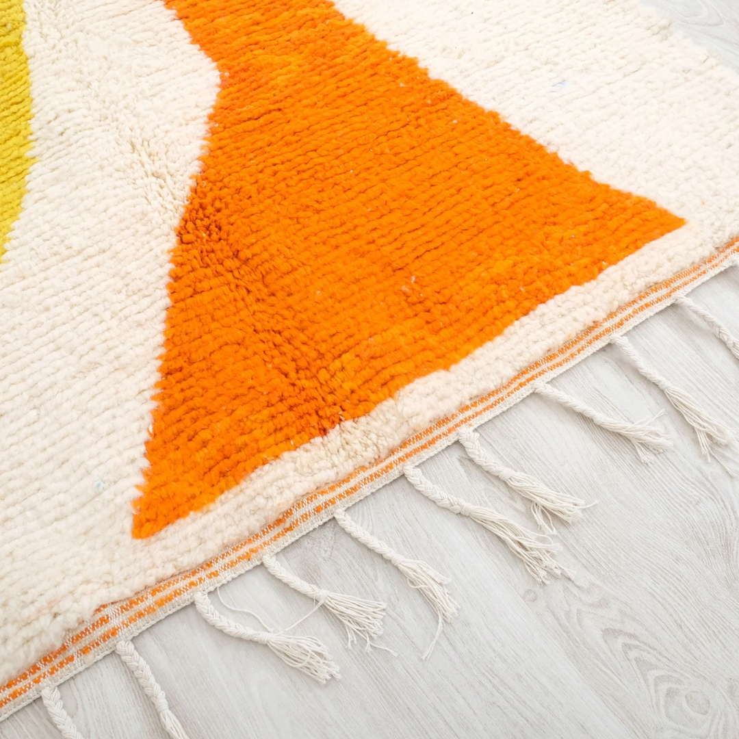 Custom Beni Ourain Rug | Modern Art Design in Yellow, Orange &amp; Blue
