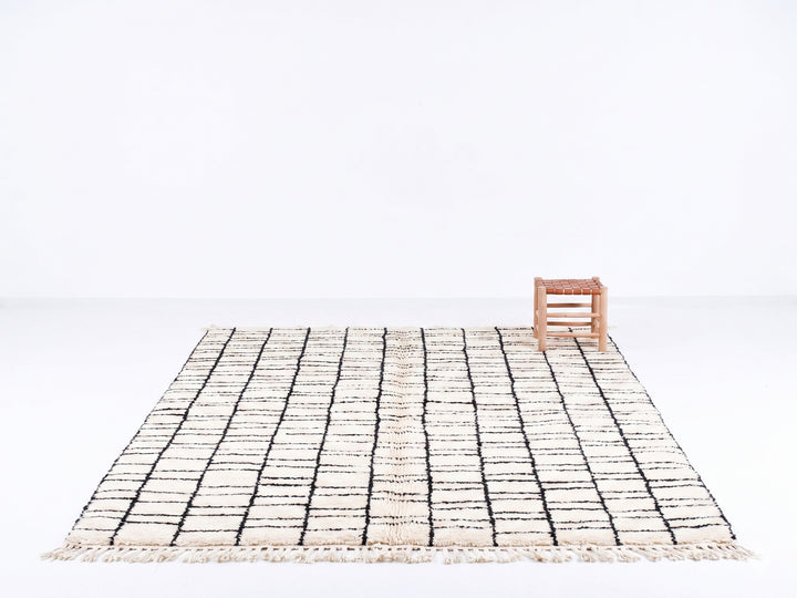 Authentic Custom Beni Ourain Rug | Modern Black &amp; White Geometric Grid