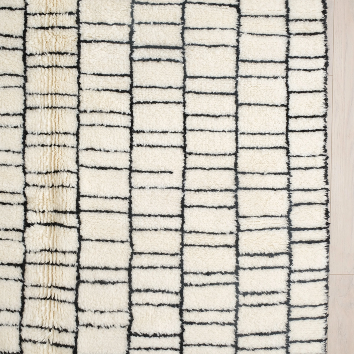Authentic Custom Beni Ourain Rug | Modern Black &amp; White Geometric Grid