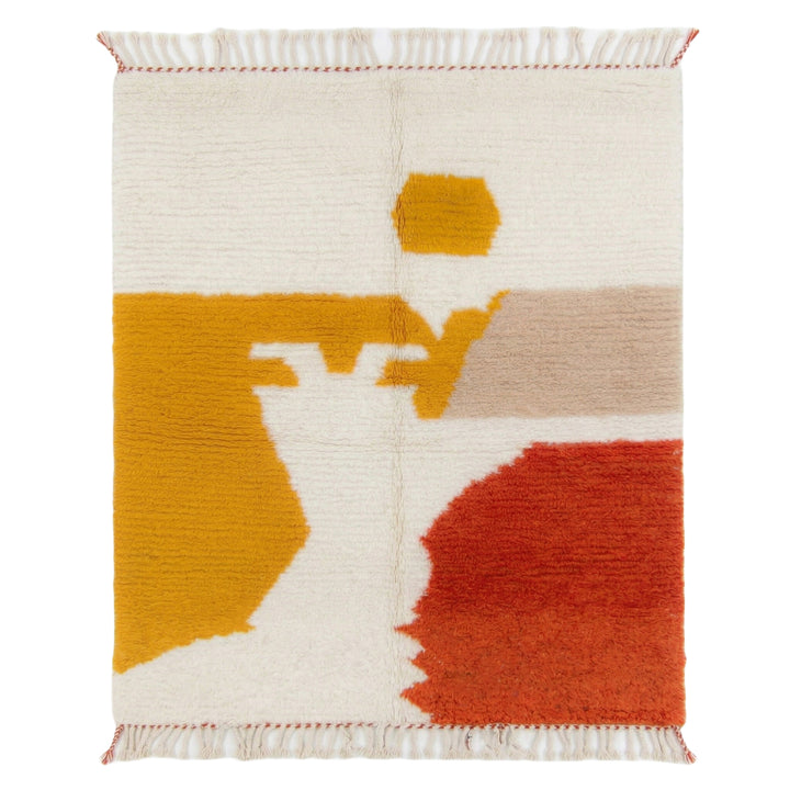 Authentic Custom Beni Ourain Rug | Modern Color Mustard &amp; Terracotta