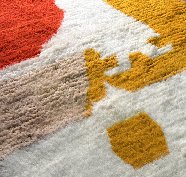 Authentic Custom Beni Ourain Rug | Modern Color Mustard &amp; Terracotta