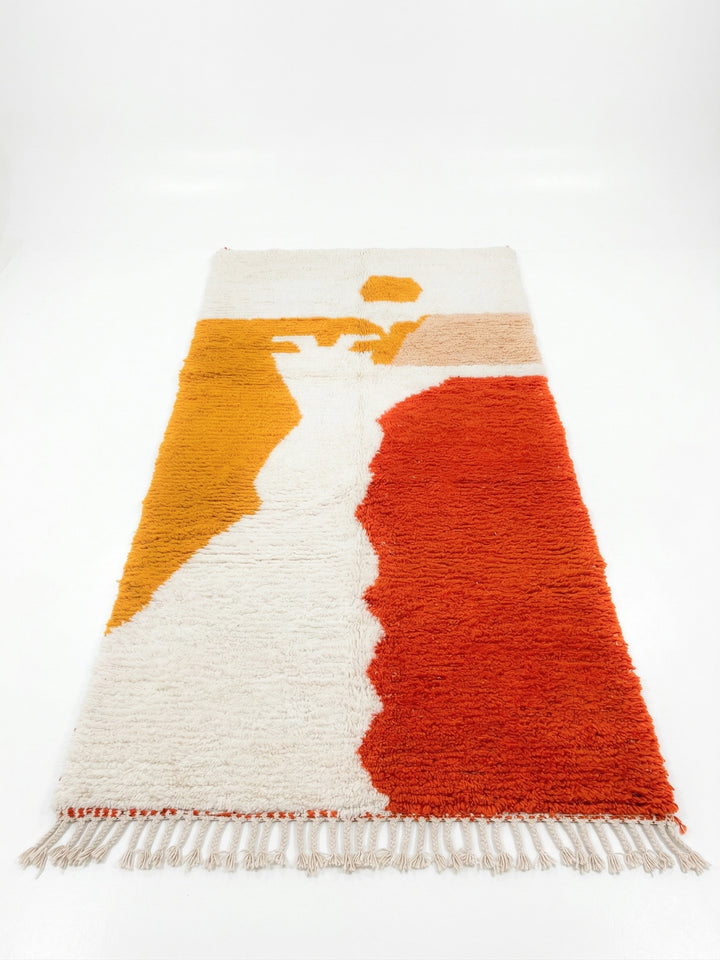 Authentic Custom Beni Ourain Rug | Modern Color Mustard &amp; Terracotta