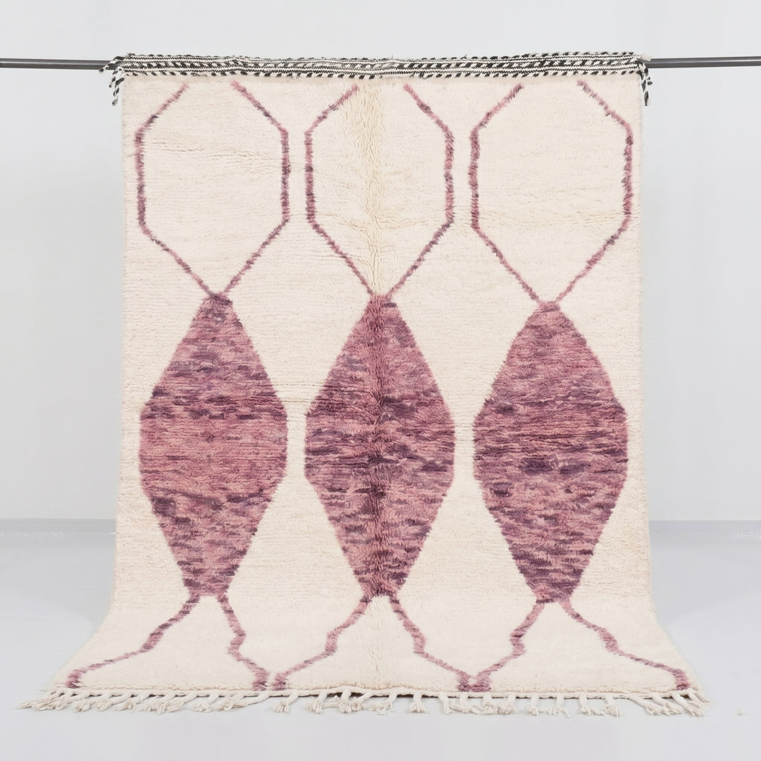 Authentic Custom Beni Ourain Rug | Modern Mauve Geometric Moroccan