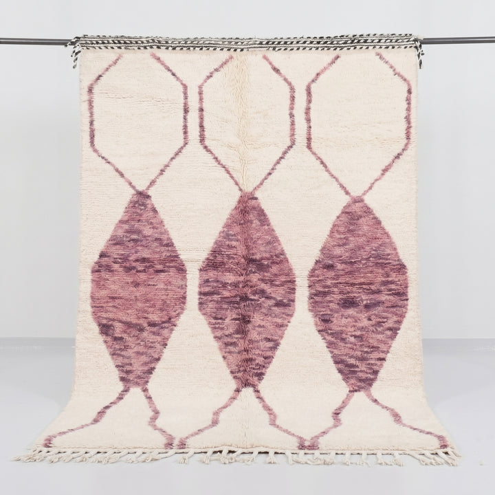 Authentic Custom Beni Ourain Rug | Modern Mauve Geometric Moroccan