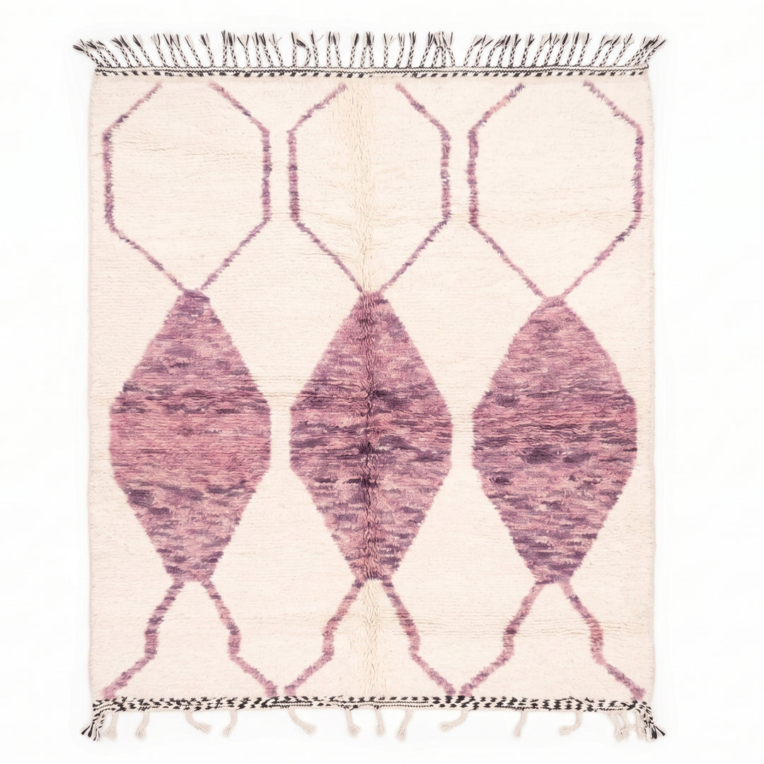Authentic Custom Beni Ourain Rug | Modern Mauve Geometric Moroccan