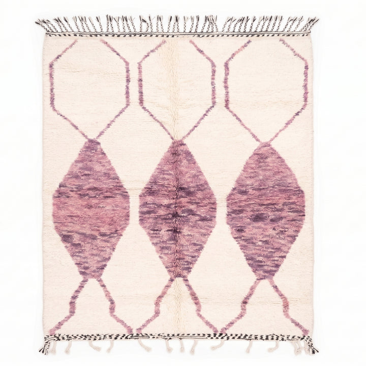 Authentic Custom Beni Ourain Rug | Modern Mauve Geometric Moroccan