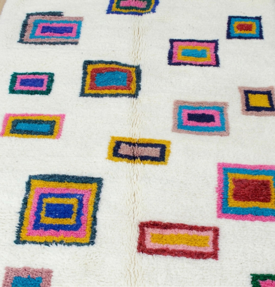 Authentic Custom Beni Ourain Rug | Modern Multicolor Geometric Blocks