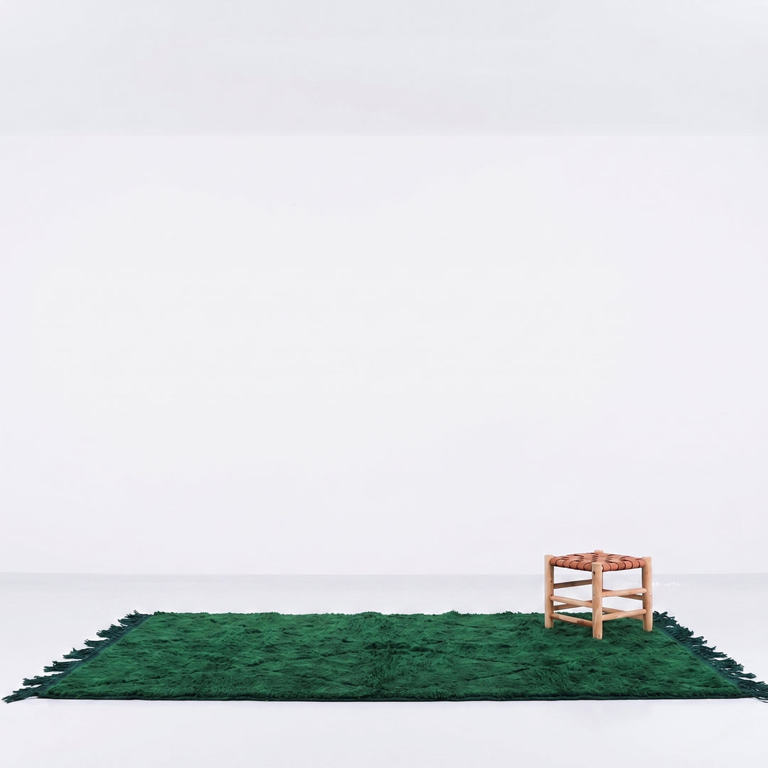 Authentic Custom Beni Ourain Rug | Monochromatic Emerald Green