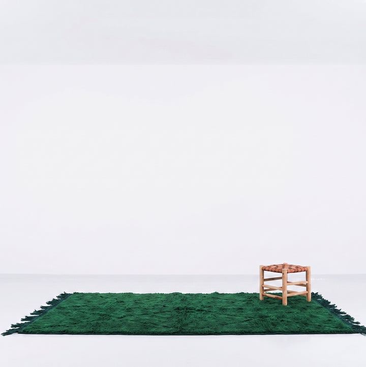 Authentic Custom Beni Ourain Rug | Monochromatic Emerald Green