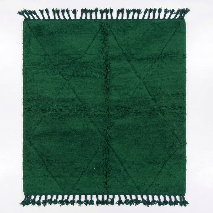 Custom Beni Ourain Rug | Monochromatic Emerald Green