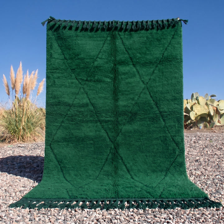 Authentic Custom Beni Ourain Rug | Monochromatic Emerald Green
