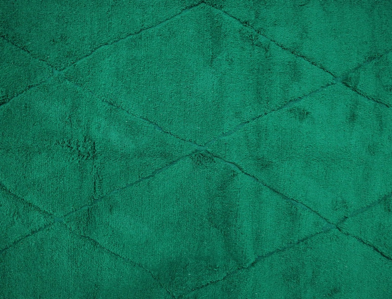 Authentic Custom Beni Ourain Rug | Monochromatic Emerald Green
